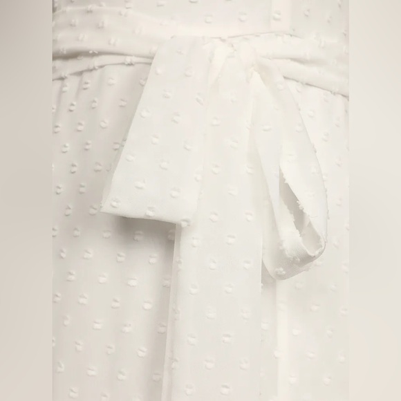 Lulus Dear to My Heart Swiss Dot Tiered Ruffled White Cream Midi Dress Small - Picture 7 of 9